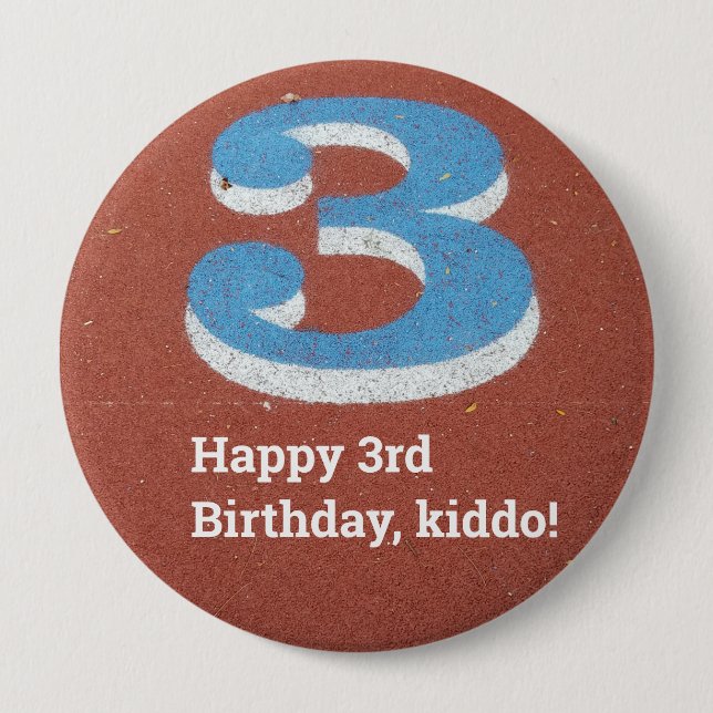 Knappen Körningsspår för 3-årsdag Knapp (Framsida)