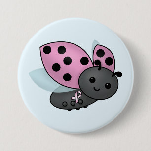 Knappen Ladybug Rosa Awareness Ribbon Knapp