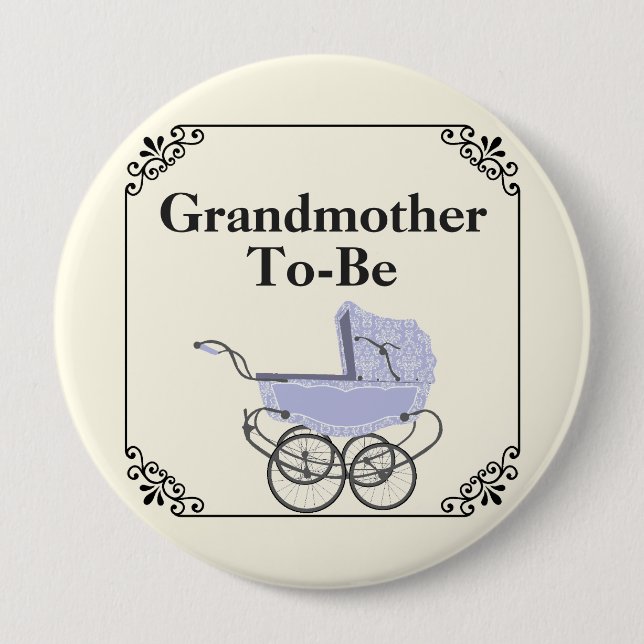 Knappen Lavender Pram Grandmammas Baby Shower Knapp (Framsida)