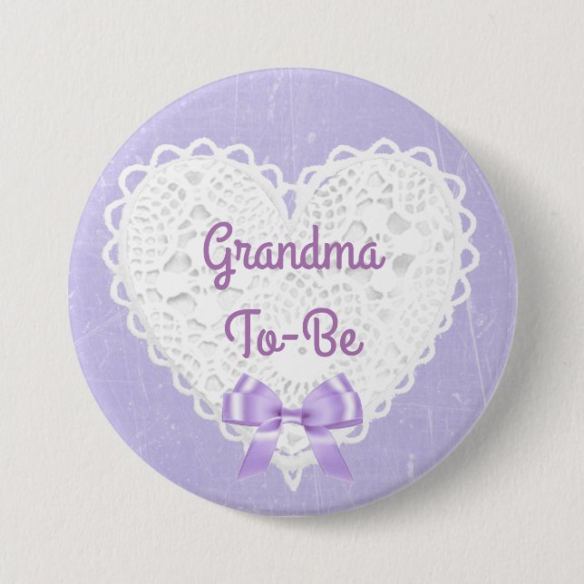 Knappen lila Lacy Grandma to be Baby Shower Knapp (Framsida)
