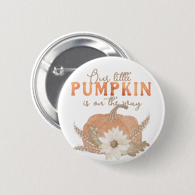 Knappen Lilla Pumpkin Baby Shower annons Knapp (Framsida & baksida)