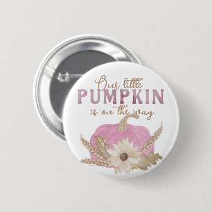 Knappen Lilla Pumpkin Rosa Baby Shower Knapp