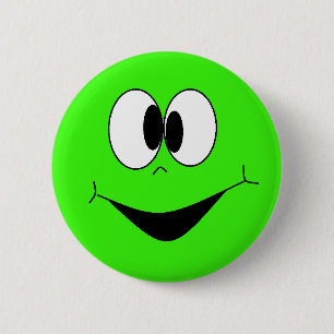 Knappen Lime Green Fånig Googlie Ögon Ansikte Knapp