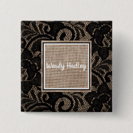 Knappen Linen och snöre anpassade namn Knapp