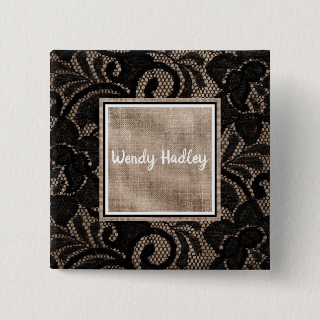 Knappen Linen och snöre anpassade namn Knapp (Framsida)