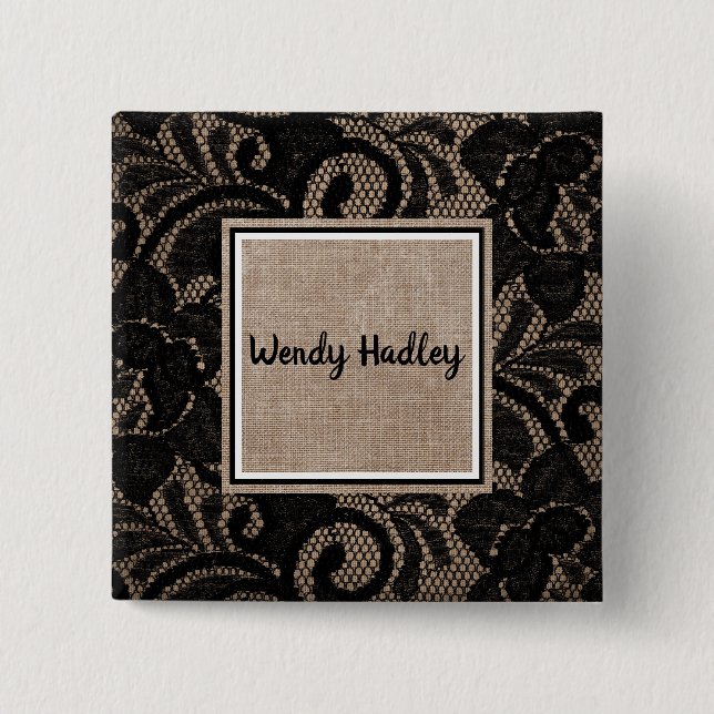 Knappen Linen och snöre anpassade namn Knapp (Framsida)