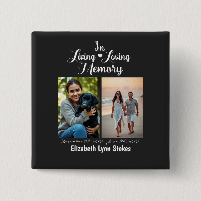 Knappen Living and Loving Memory Square Knapp (Framsida)