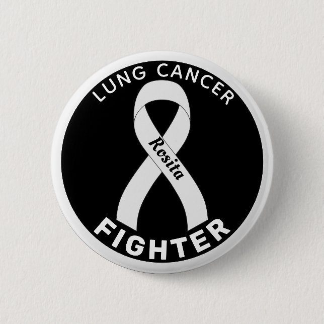 Knappen Lung Cancer Fighter Ribbon Black Knapp (Framsida)