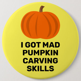 Knappen Lustigt Pumpkin Carving Bragging Högers Knapp