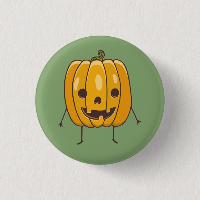 Knappen Lustigt Pumpkin Illustration Knapp (Framsida)