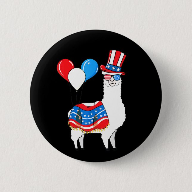 Knappen Lycklig juli 4:e Llama Knapp (Framsida)
