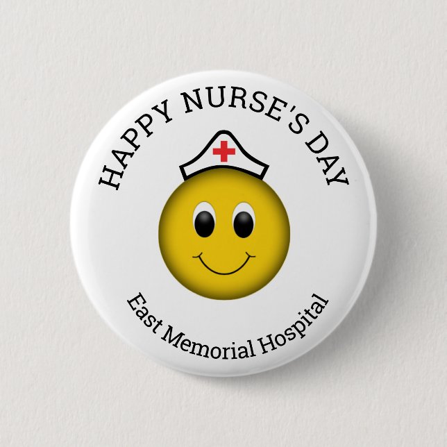 Knappen lycklig Nurse Day Hospital Namn Pinback Knapp (Framsida)