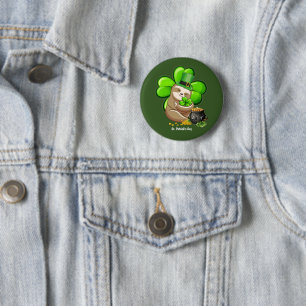 Knappen lycklig St. Patrick's Day Sloth Knapp