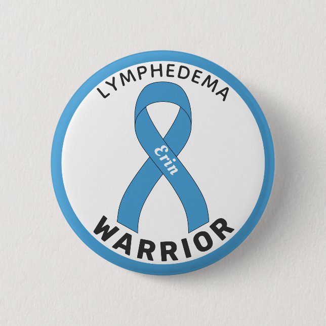 Knappen Lymphedema Warrior Ribbon White Knapp (Framsida)
