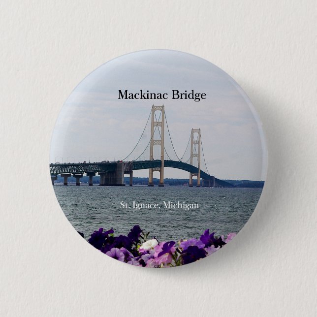 Knappen Mackinac Bridge vår St Ignace vår Knapp (Framsida)