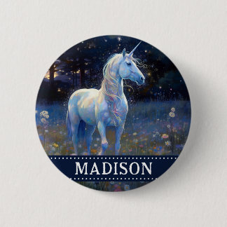 Knappen Magic Blue Unicorn med eget namn Knapp