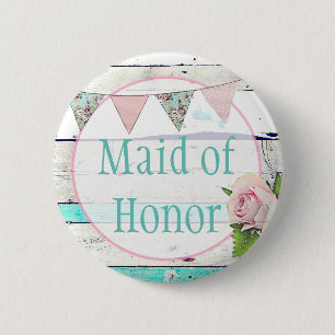 Knappen maid of honor Shabby Vintage Rustic Bröllo Knapp