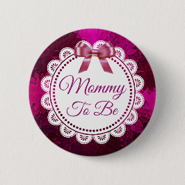Knappen mamma som ska vara Magenta Bow Baby Shower Knapp