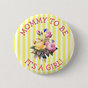 Knappen mamma som ska vara Rosa Blommigt Baby Show Knapp