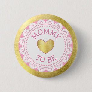 Knappen mamma som ska vara Rosa och Guld babykläde Knapp
