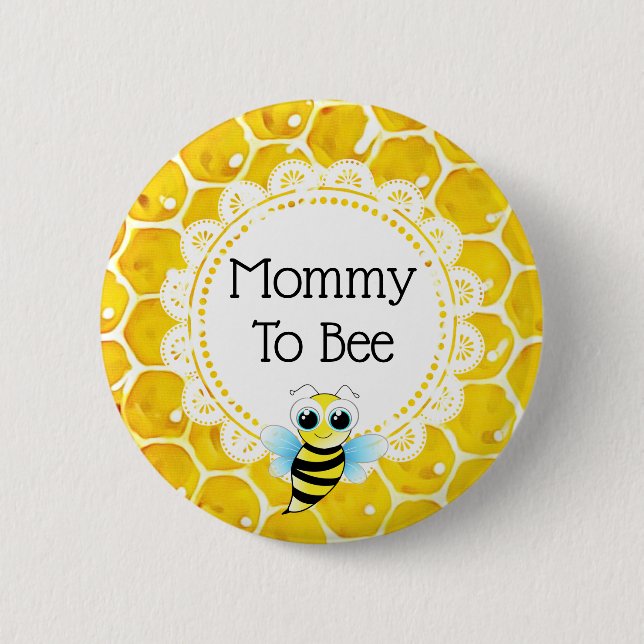 Knappen mamma till Bee Honeycomb Baby Shower Knapp (Framsida)