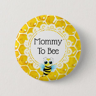 Knappen mamma till Bee Honeycomb Baby Shower Knapp