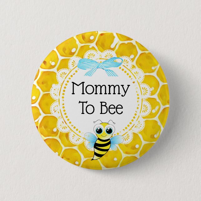 Knappen mamma till Bee Honeycomb Baby Shower Knapp (Framsida)