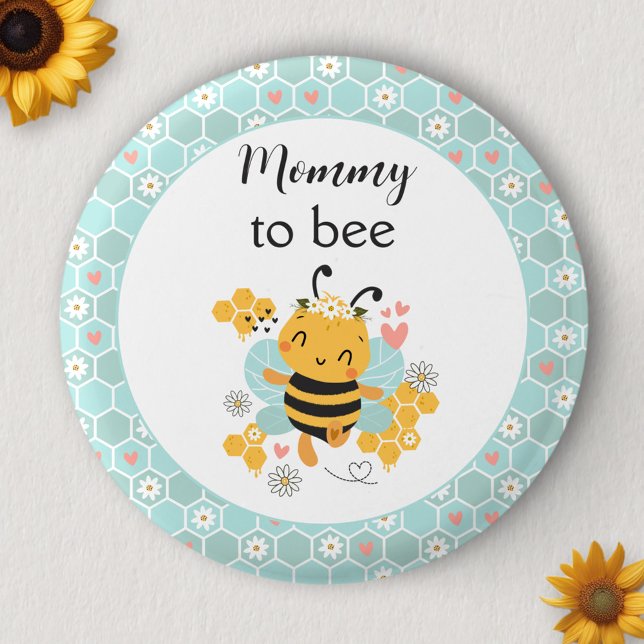 Knappen mamma To Bee Flicka Baby Shower Knapp (Sweet as Can Bee Mommy To Be Baby Girl Baby Shower Button)