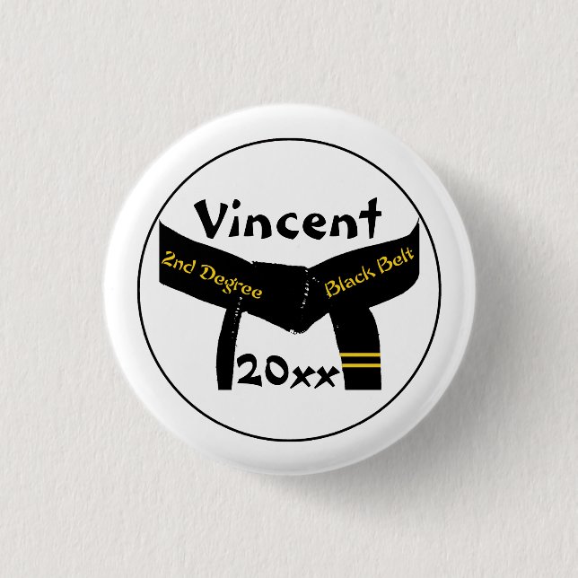 Knappen Martial Arts Second Degree Black Bälte Knapp (Framsida)