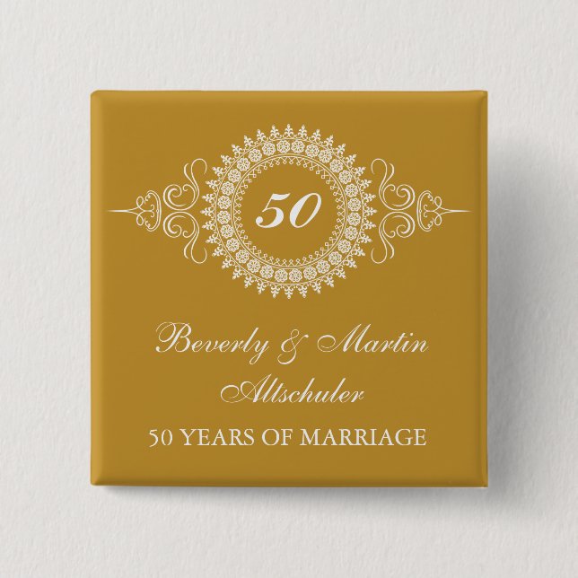 Knappen Medallion Golden-årsdagen Firande Knapp (Framsida)