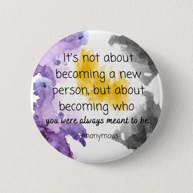 Knappen Medel som inte är binärt Pride Färg Knapp (Framsida)