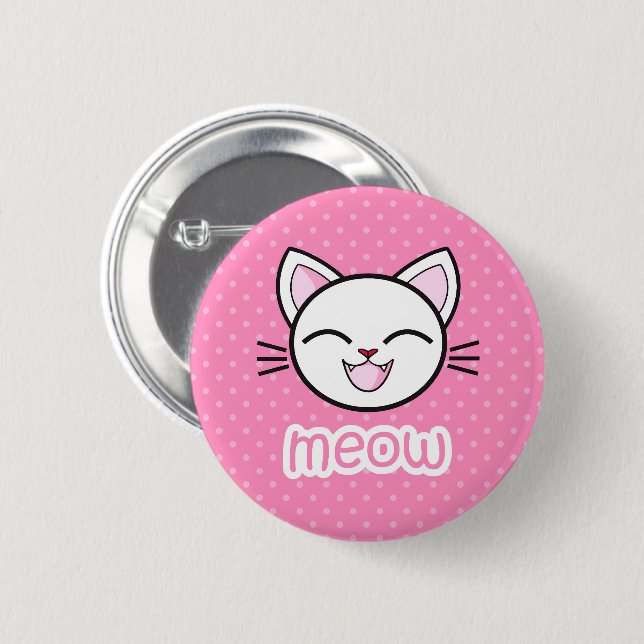 Knappen Meow Cute Cat Pinback Knapp (Framsida & baksida)