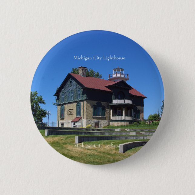 Knappen Michigan City Lighthouse Knapp (Framsida)