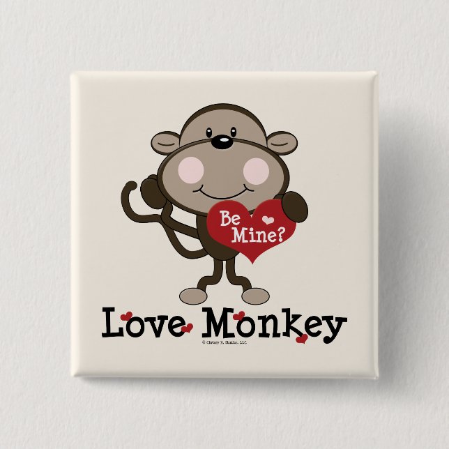 Knappen Mine Kärlek Monkey Valentines day Knapp (Framsida)