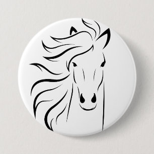 Knappen Minimalist HORSE Teckning Knapp