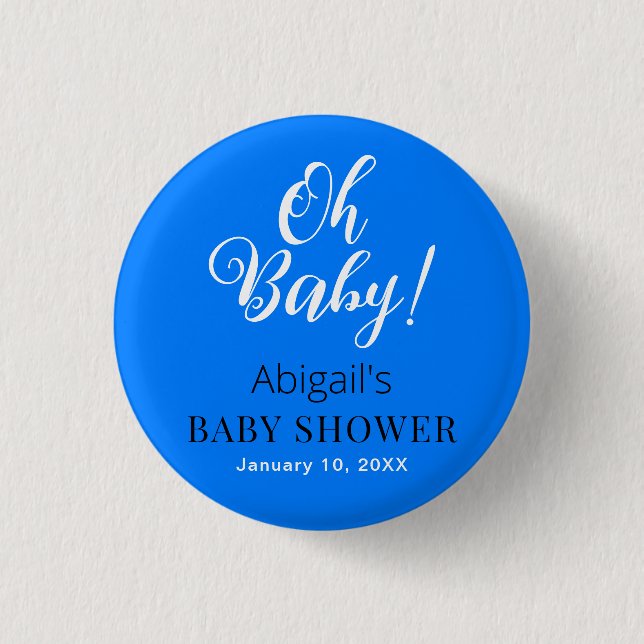 Knappen Modern blå babyvy med Anpassningsbar Knapp (Framsida)