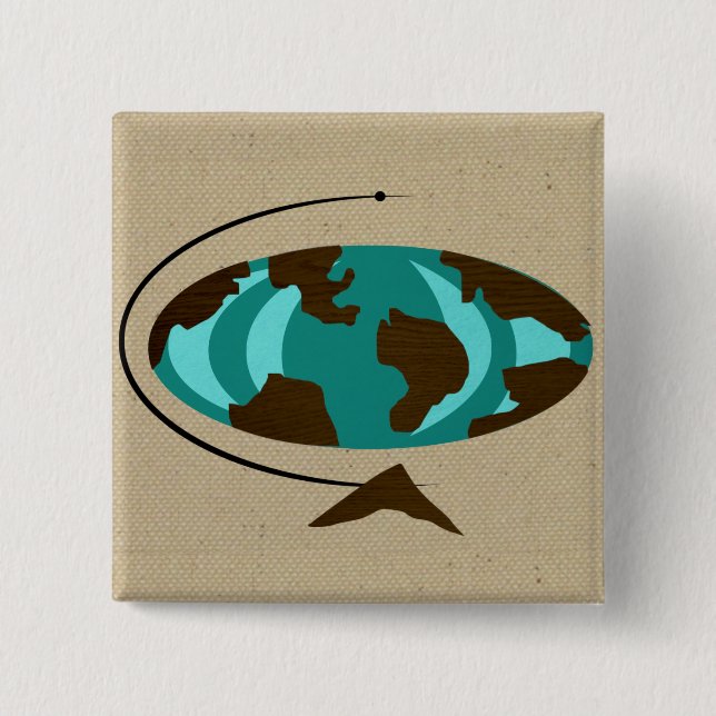 Knappen Modern Globe Art i mitten av århundradet Knapp (Framsida)