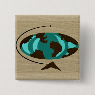 Knappen Modern Globe Art i mitten av århundradet Knapp