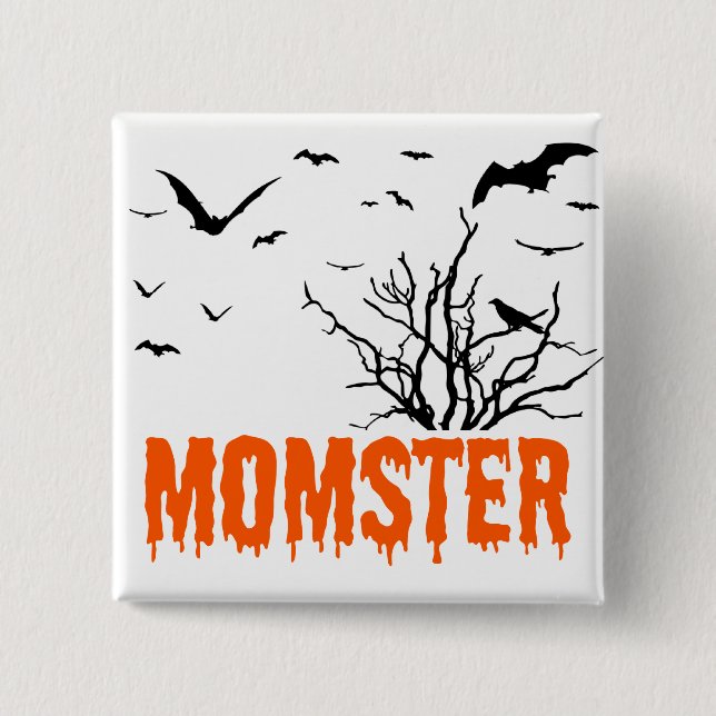 Knappen Momster Orange Dripping Font Flies Fladder Knapp (Framsida)