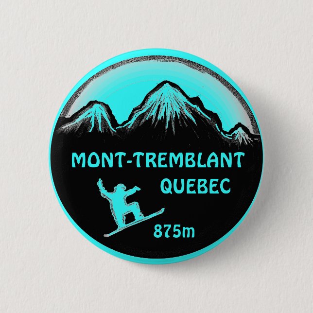 Knappen Mont Tremblant Quebec teal snowboard art Knapp (Framsida)