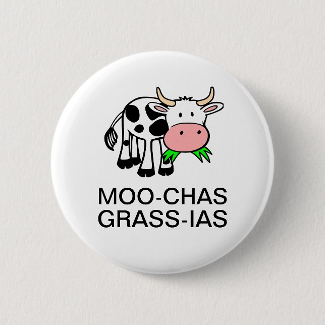 Knappen Moo-chas Grass-ias (Muchas Gracias) Knapp (Framsida)