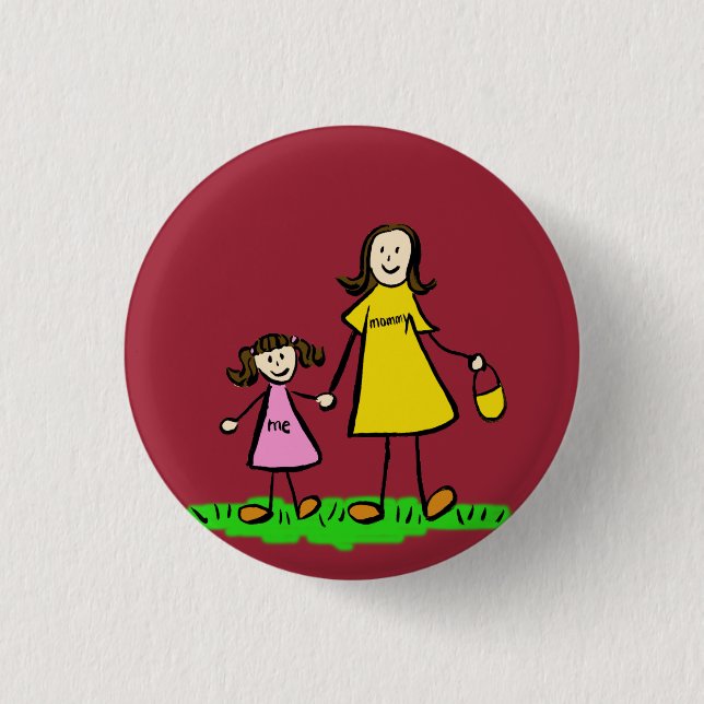 Knappen mor och dotterfamiljstecken Stift Knapp (Framsida)