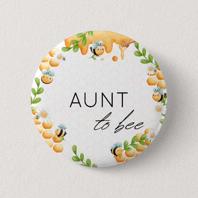 Knappen moster till Bee Honung Humla Baby Shower Knapp (Framsida)