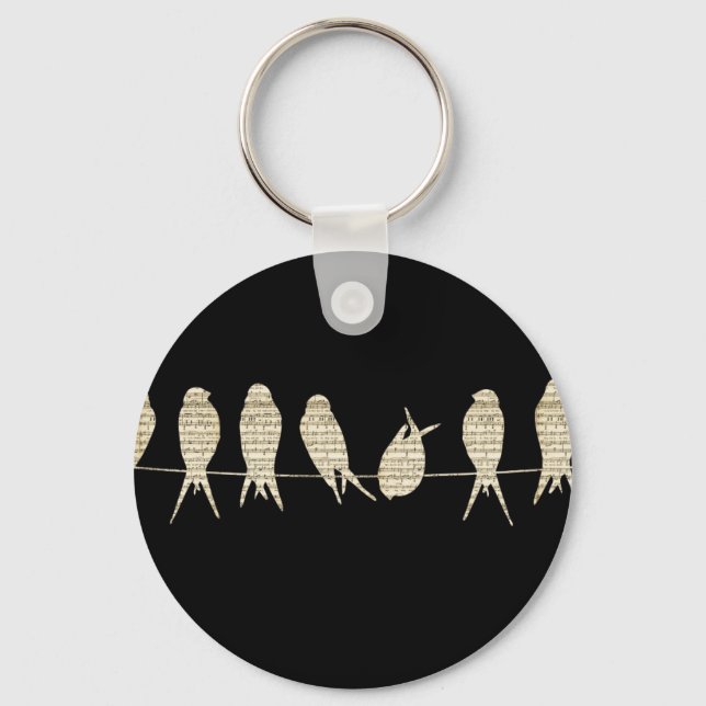 Knappen Musical Birds Keychain Nyckelring (Framsida)