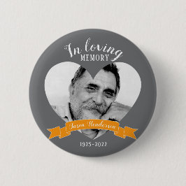 Knappen namn orange i minnesfotohjärtat knapp