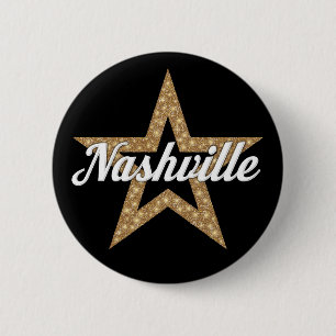 Knappen Nashville-skript med stjärna (vit typ) Knapp