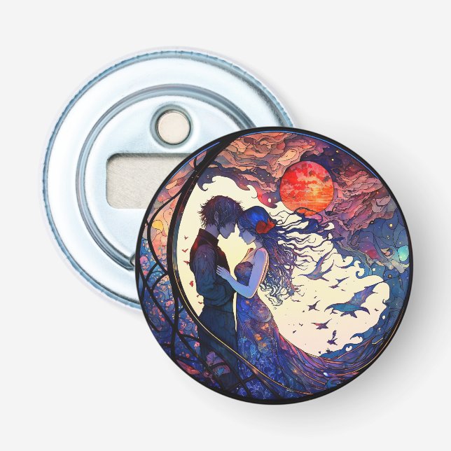 Knappen Nedrullöppnare för par Faux-belagda glas Flasköppnare (Framsidan)