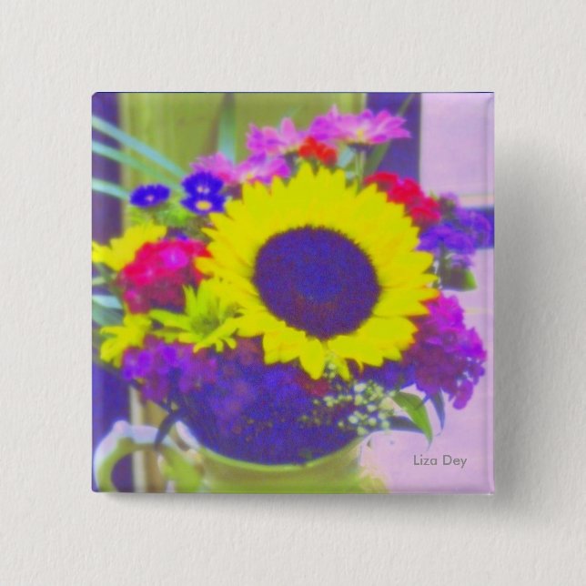 Knappen Neon Bouquet Square Knapp (Framsida)