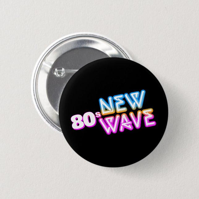 Knappen Nytt Wave Pinback på 80-talet Knapp (Framsida & baksida)