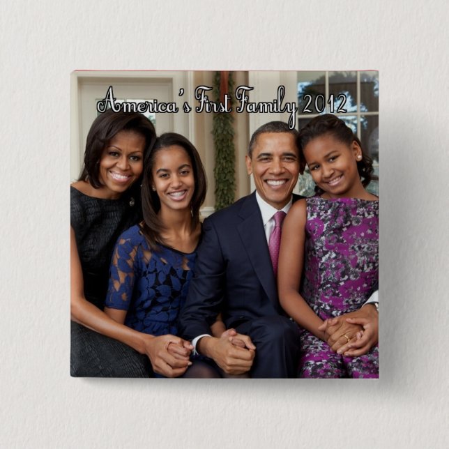 Knappen Obama Family Porträtt Knapp (Framsida)